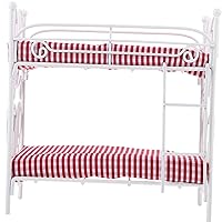 ERINGOGO Dollhouse Bunk Bed Miniature Furniture Doll Double Layer Bed Play Bunk Bed with Ladder Doll Bedroom Furniture Mini Model Cot Bunk Bed Miniatures Bunk Bed Toy Suite Cloth Baby Crib