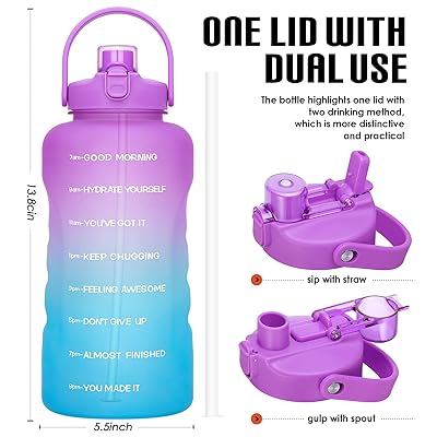 Hydropal 1 Gallon Water Bottles with Straw, 128 oz / 3.8L Water
