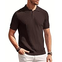 PJ PAUL JONES Mens Knit Polo Shirts Casual Short Sleeve Regular Fit Breathable Golf Shirts for Men