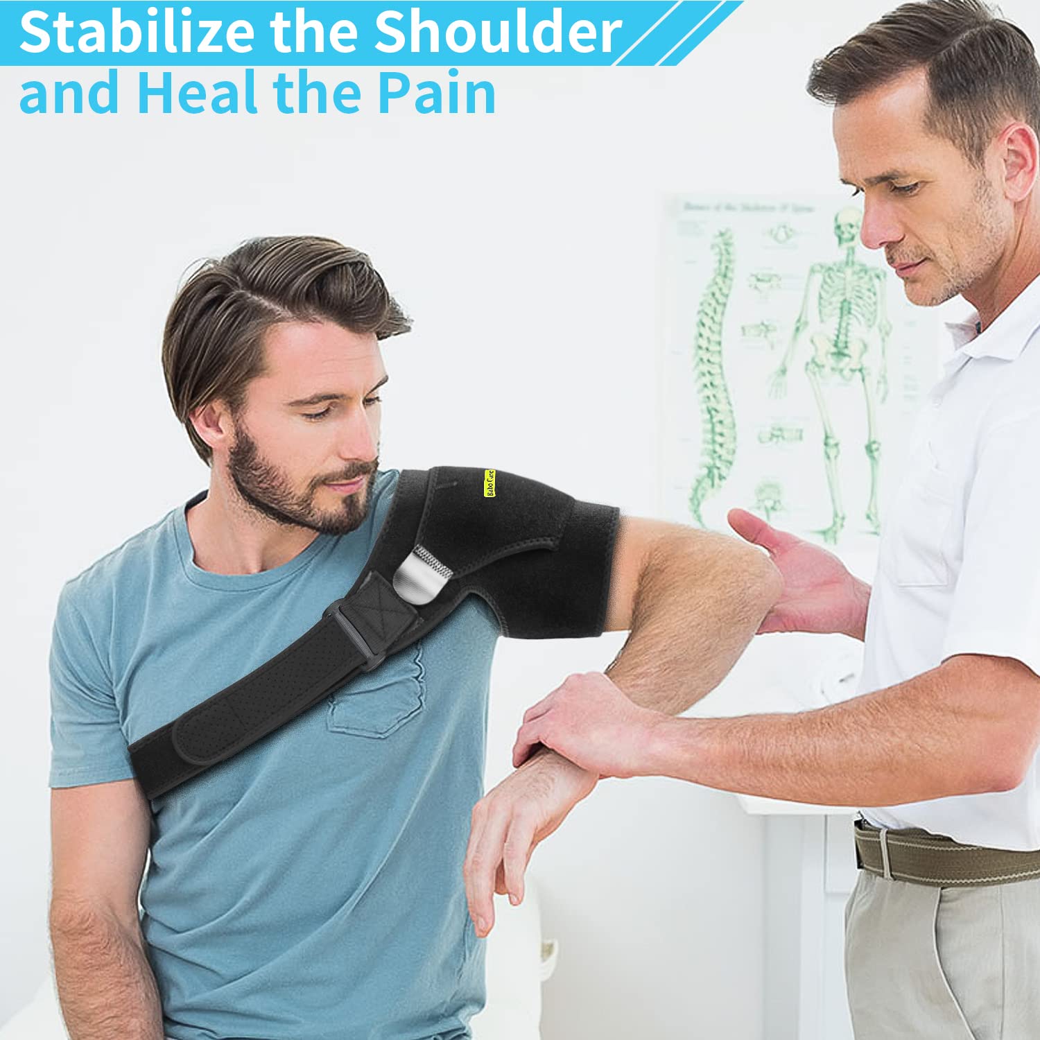 Babo Care Shoulder Stability Brace with Pressure Pad, Breathable Neoprene Shoulder Support Brace for Torn Rotator Cuff, Dislocated AC Joint, Labrum Tear, Shoulder Pain Relief, Shoulder Compression Sleeve