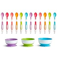 Munchkin® Stay Put™ Suction Bowl, 3 Pack with Soft Tip™ Infant Spoons, 12 Pack