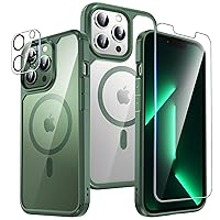 TAURI 5 in 1 Magnetic for iPhone 13 Pro Case, with 2X Screen Protector + 2X Camera Lens Protector, 10 FT Drop Protection, Compatible with Magsafe Case for iPhone 13 Pro Phone Case 6.1 inch - Green