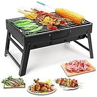 Uten Charcoal Grill, BBQ Grill Folding Portable Lightweight smoker Grill, Barbecue Grill Small desk Tabletop Outdoor Grill for Camping Picnics Garden Beach Party 17''x11.6''x 2.6''