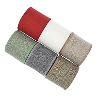 6 Rolls Burlap Ribbon Wrapping Burlap Weave Stripe for Gift Wrap Bows Made Handmade Trims Wedding Home Decoration Art Crafts (7.5cm/2.95inch)