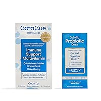 CoraCue Immune Support Liquid Multivitamin (2oz) & CalmCo Infant & Child Probiotic Drops (0.54oz) Combo Pack
