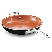 Gotham Steel Non Stick Frying Pan, 12.5” Ceramic Frying Pan Nonstick, Long Lasting Nonstick Cooking Pan with Helper Handle / Stay Cool Handle, Ultra-Durable, Dishwasher / Oven Safe, 100% Non Toxic