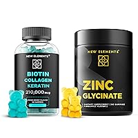 Biotin Gummies with Keratin & Collagen Peptides & Zinc Glycinate Gummies for Adults 50mg | Non-GMO | Gluten-Free | Natural Pineapple Flavor