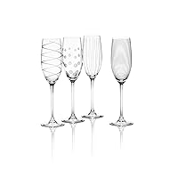 Mikasa Cheers Crystal Champagne Flutes, 4 Count (Pack of 1), Clear