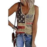 American Flag Lace Up Tank Tops for Women 4th of July Shirts Sleeveless Stars Stripes US Flag Patriotic Tee Tops