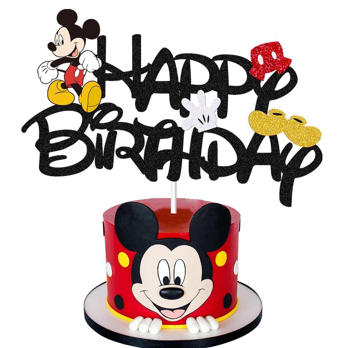 Mua Mouse Cake Topper, Black Glitter Mouse Inspired Happy Birthday ...
