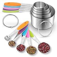Measuring Cups and Spoons Set Stainless Steel-Measuring Spoons Liquid Stackable Metric Measuring Scoop for Baking or Cooking,Kitchen Cake Decorating Supplies Measuring Cup Organizer