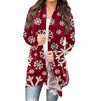 Leather Jackets, Christmas Women'S Fashion Casual Printed Long Sleeve Cardigan Tops Jacket Women Winter Thick For Jacket Black Ladies Lightweight Workout Jackets Workout (5XL, Wine)