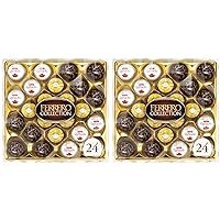 Ferrero Collection, 24 Count, Premium Gourmet Assorted Hazelnut Milk Chocolate, Dark Chocolate and Coconut, Mother's Day Gift, 9.1 oz (Pack of 2)