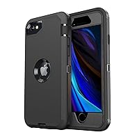 for iPhone SE Case 2022/2020/3rd/2rd,iPhone 8/7 case [Shockproof] [Dropproof] [Military Grade Drop Tested] with Non-Slip Removable Heavy Duty Full Body Phone Case 4.7 Inch-Black