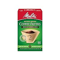 Melitta #2 Cone Coffee Filters, Unbleached Natural Brown, 100 Total Filters Count - Packaging May Vary