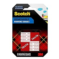 Scotch Removable Double-Sided Mounting Squares, 16 Pre-Cut Foam Squares, 1 in. x 1 in., Removes Easily Without Leaving Any Residue, Photo-Safe, Mess-Free Application (108S-SQ-16)
