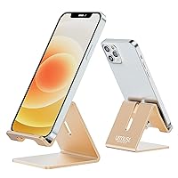 Desk Cell Phone Stand Holder Aluminum Phone Dock Cradle for iPhone 14 13 12 11 Pro Xs Max Xr X 8 7 6 6s Plus 5 5s 5c, Office Decor Office Supplies Accessories Desk (Gold)