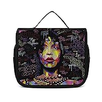 African Black Woman Travel Toiletry Bag Makeup Portable Cosmetic Bag Hanging Organizer for Women Men