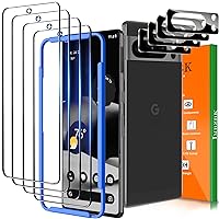 IMBZBK 4 Pack Screen Protector for Google Pixel 8 Pro Tempered Glass with 4 Pack Camera Lens Protector, Accessories 9H Anti Scratch for Pixel 8 Pro, Supports Fingerprint, Case Friendly, Transparent