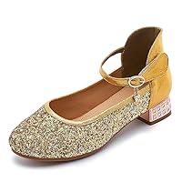 HROYL Cute Princess Shoes for Girls Sequins Dress Shoes Glitter Princess Shoes for Kids，KMBL-TX3