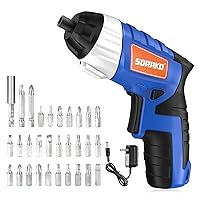 Power Screwdriver Rechargeable 4V Max, SORAKO Cordless Screwdriver with LED Light, 1300mAh Battery Screwdriver 6 Nm, Electric Screwdriver with 30 PCS Screw Gun Accessories for Home DIY, Car Repair