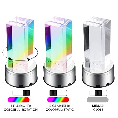  7 LED Rotating Display Stand Light Colorful Crystal Display  Base Cup Display Turner Platform 360 Degree Display Spinner with USB Cable  for Tumbler Cup Crystals Glass Jewelry Art Craft Gift (1