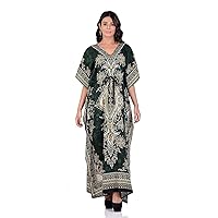 Women's Kaftan Dress Beach Cover Up Tribal Ethnic Print Plus Size V-Neck Loose Kimono Maxi Dress
