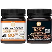 Manuka Honey MGO 80+ Multifloral & MGO 825+ Monofloral Value Bundle, 100% Pure New Zealand Honey. Certified. Guaranteed. RAW. Non-GMO, 2 x 8.75oz Pots