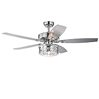 Warehouse of Tiffany CFL-8414REMO/CH Pamerine 52-Inch Chrome Clear Glass Shade (Includes Remore and Light Kit) Ceiling Fan, One Size