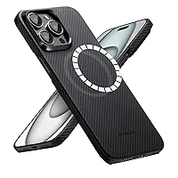 pitaka Case for iPhone 15 Pro Max Compatible with MagSafe, Slim & Light iPhone 15 Pro Max Case 6.7-inch with a Case-Less Touch Feeling, 600D Aramid Fiber Made [MagEZ Case 4 - Black/Grey(Twill)]