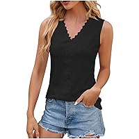 Birthday Gifts For Wome Womens Sleeveless Summer Shirts Fashion Hollow Eyelet Tank Top Casual V Neck Vest T Shirt Dressy Blouses Cute Tanks Womens White Tee Shirt