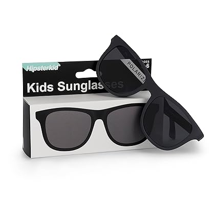 Hipsterkid Baby Sunglasses - Toddler Polarized Sunglasses with Shatter Resistant Lenses and Stay-On Strap 100% UV Protection