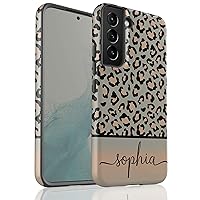 Leopard Custom Name Case, Personalized Animal Print Case Designed for Samsung Galaxy S24 Plus, S23 Ultra, S22, S21, S20, S10, S10e, S9, S8, Note 20, 10 - v3