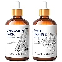 HIQILI Cinnamon Essential Oil and Sweet Orange Essential Oil, 100% Pure Natural for Diffuser - 3.38 Fl Oz