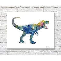 T-Rex Abstract Watercolor Painting 11 X 14 Dinosaur Art Print by Artist DJ Rogers