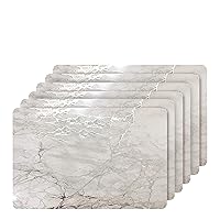 Dainty Home Marble Place Mats, Washable Placemats in Silver, 12