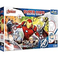 Trefl Primo – Marvel Avengers, Fort Avengers – 3-in-1: Puzzle 24 Large Elements, Coloring Book, Game with Coloring Elements, Colorful Puzzle with Fairy Tale Characters
