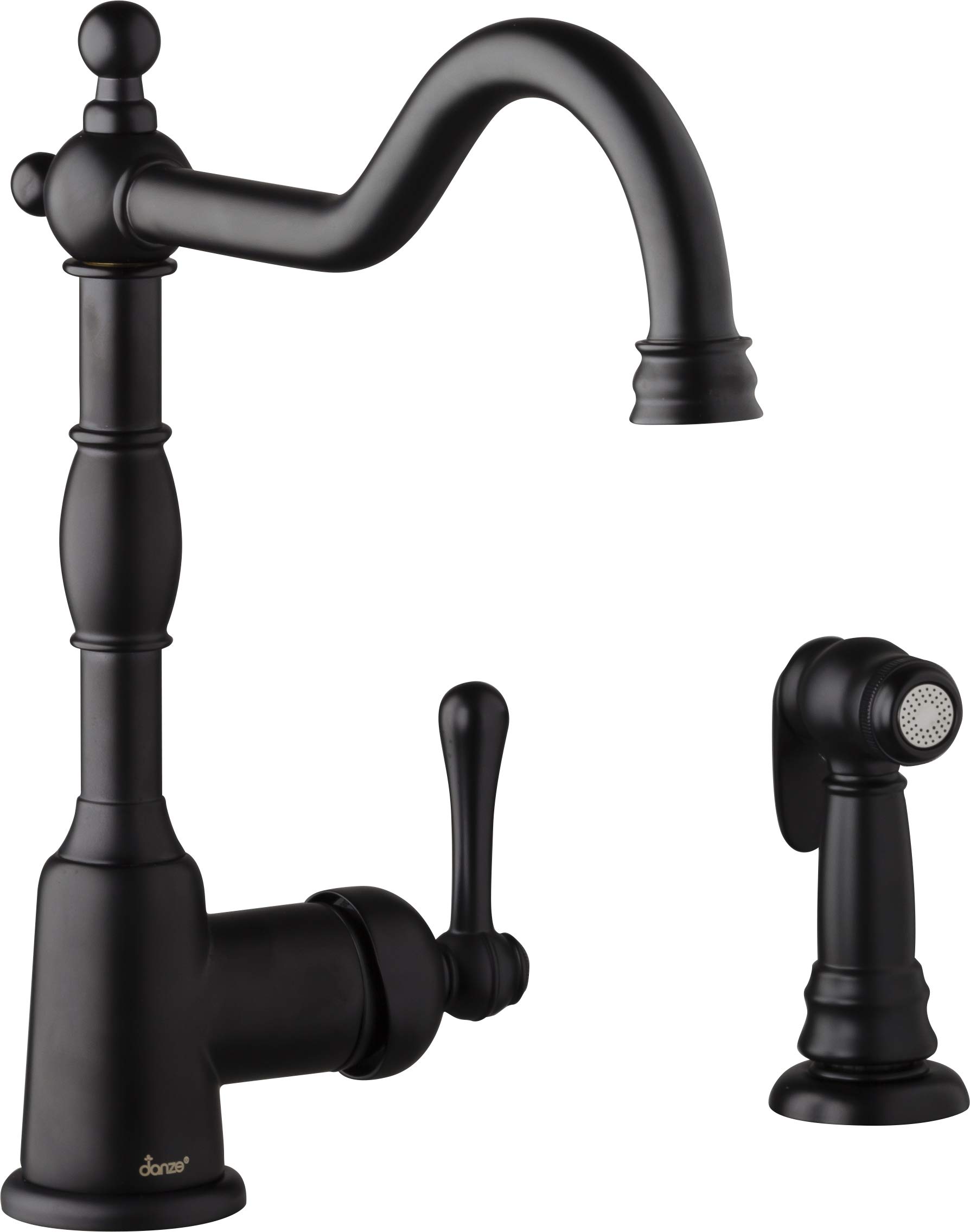 Danze D401157BS Opulence Single Handle Kitchen Faucet with Side Spray, Satin Black