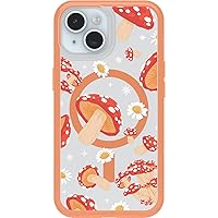 OtterBox iPhone 15, iPhone 14, and iPhone 13 Symmetry Series Clear Case - FUNGI (Orange), snaps to MagSafe, ultra-sleek, raised edges protect camera & screen