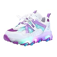 Toddler Children Boys Girls Led Tennis Shoes Sneakers for 1-6 Years Old Kids Mesh Letter Light Up Running Shoes