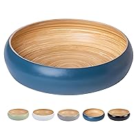 Fruit Bowl For Kitchen Counter, Decorative Bowl, Large Serving Bowl Or Fruit Basket For Kitchen Spun Bamboo (Blue)