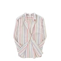 Men's Japanese Style Fresh Striped Linen Shirt, Breathable Cotton-Linen Open Front Cardigan