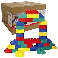Edushape Flexi Soft Baby Blocks for Toddlers 1-3, 50 Pieces Giant Size - Edu-Blocks Soft Blocks Foam Blocks - Stacking Blocks Building Blocks for Daycares and Preschools