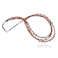 $480Tag Certified 3 Strand Silver Navajo Blue Moon Turquoise Coral Necklace 370922700498 Made by Loma Siiva