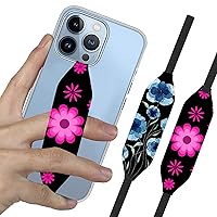 Universal Phone Grip Strap |Pack of 2| Reversible Phone Hand Strap for Phone Cases as Phone Loop Holder| Secure handling by Comfortable Phone Strap - Pink & Blue Flowers