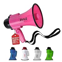 Pyle 20W Portable Megaphone Speaker with Microphone, 2 Modes, PA Sound - Compact & Battery Operated, Ideal for Cheerleading, Police, Boats, Loud & Clear Voice Projection, Mini Bullhorn Design (Pink)