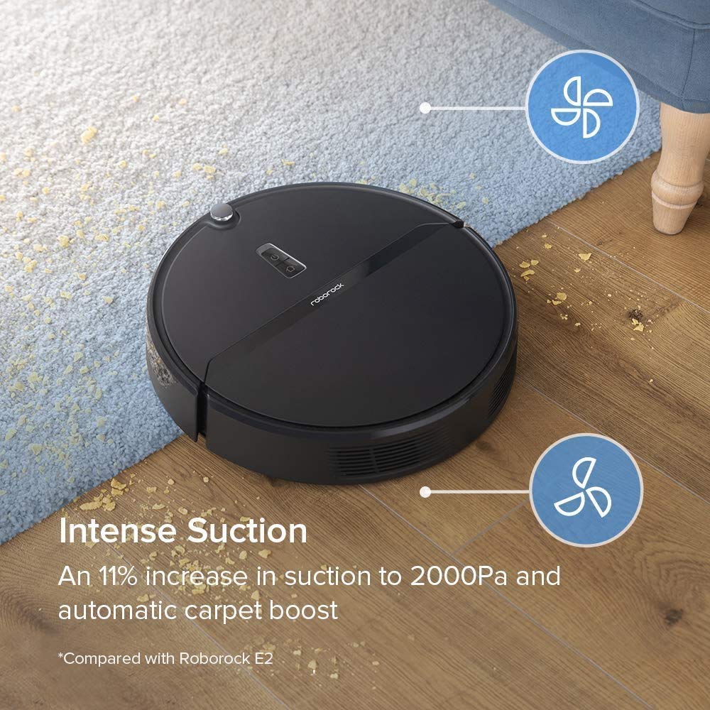 roborock E4 Robot Vacuum Cleaner, Smart Navigation Robotic Vacuum, 2000Pa Strong Suction, 200 min Runtime, Self-Charging, APP Control, Perfect for Pet Hair, Carpet, Larger Home, Works with Alexa