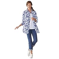 Woman Within Women's Plus Size Perfect Long Sleeve Shirt Wrinkle-Resistant Button-Down Oversized Tunic Top Office & Casual