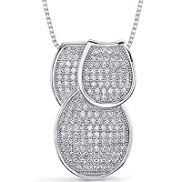 PEORA Sterling Silver Sparkling Cubic Zirconia Pendant Necklace for Women, 2 Carats total, 3-Layer Tiered Design, with 18 inch Chain