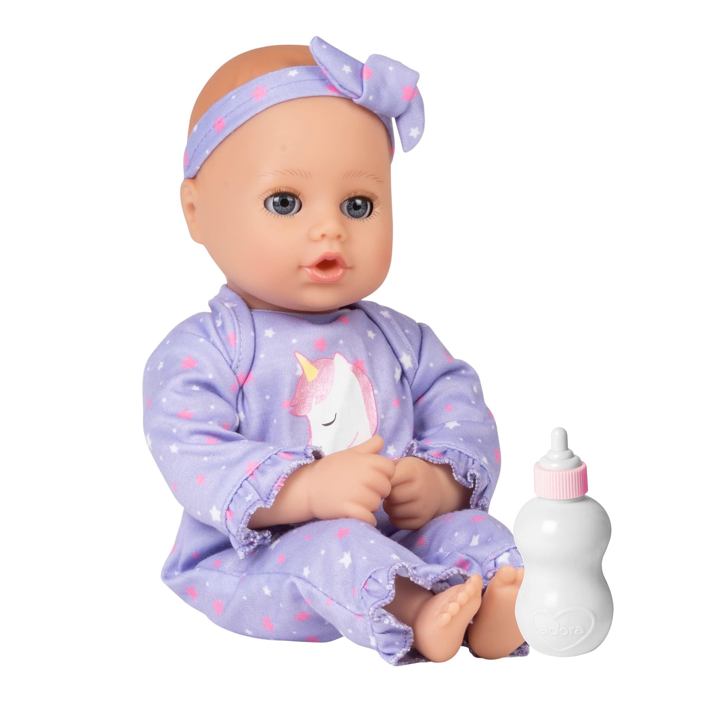 Adora Playtime Baby Doll Unicorn Glitter, 13 inch Soft Doll, Open/Close Eyes, Best Baby Girl Gift for Age 1+